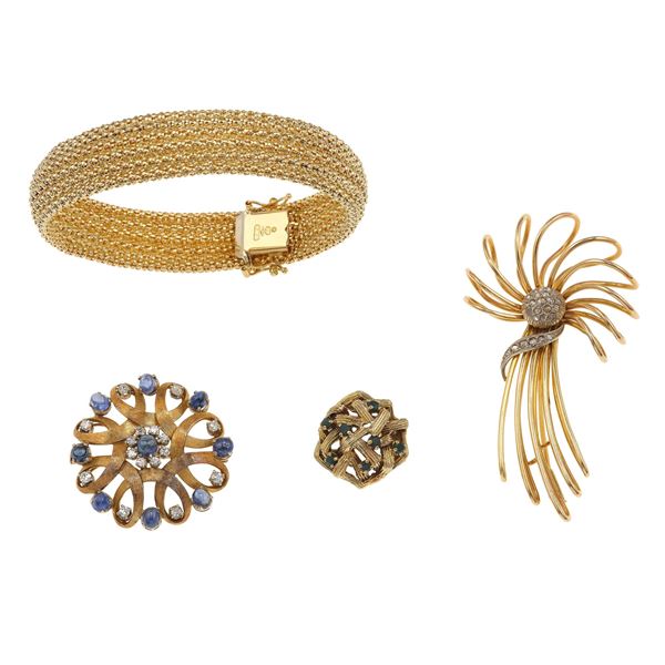 Group of diamond, sapphire and gold jewels