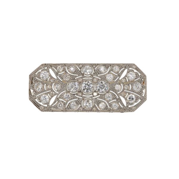 Old-cut diamond and platinum brooch