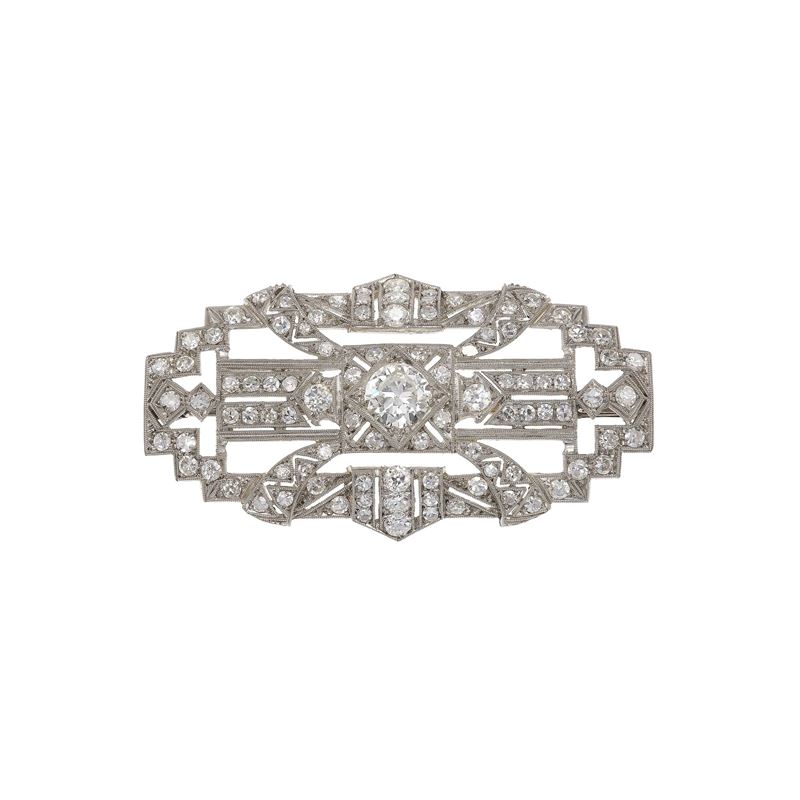 Diamond and gold brooch. One missing diamond  - Auction Fine Jewellery - Cambi Casa d'Aste
