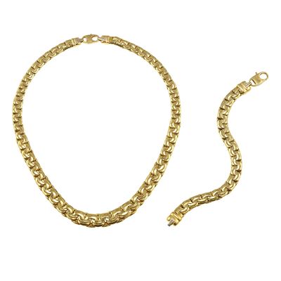 Demi-parure Composta da Collana e Bracciale a Maglia Piatta