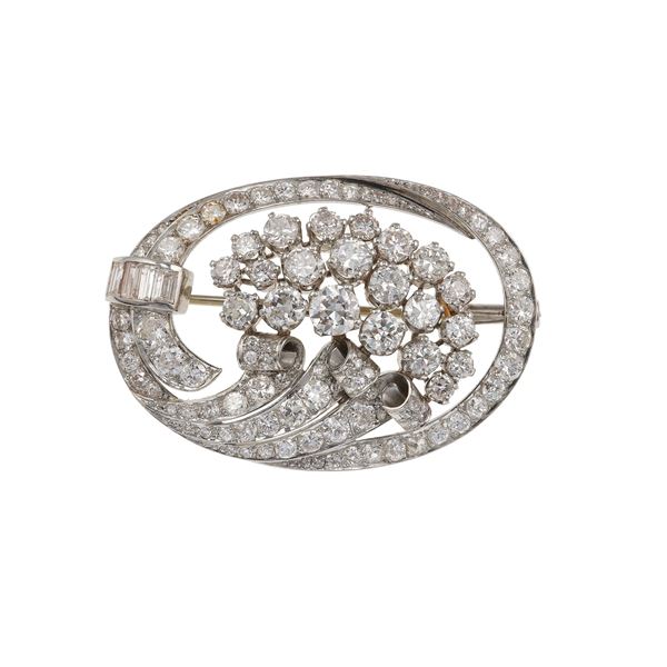 Diamond and platinum brooch