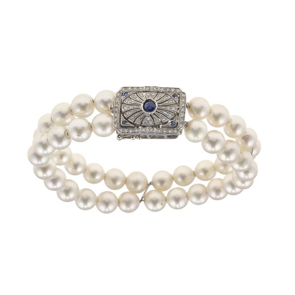 Bracciale semi rigido a due fili di perle coltivate