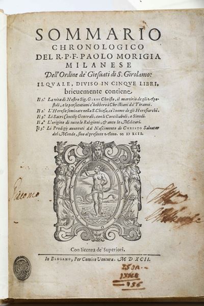 Morigia Paolo (1525-1604) Sommario Cronologico Dell'ordine dei Frati di San Gerolamoin Bergamo, p...