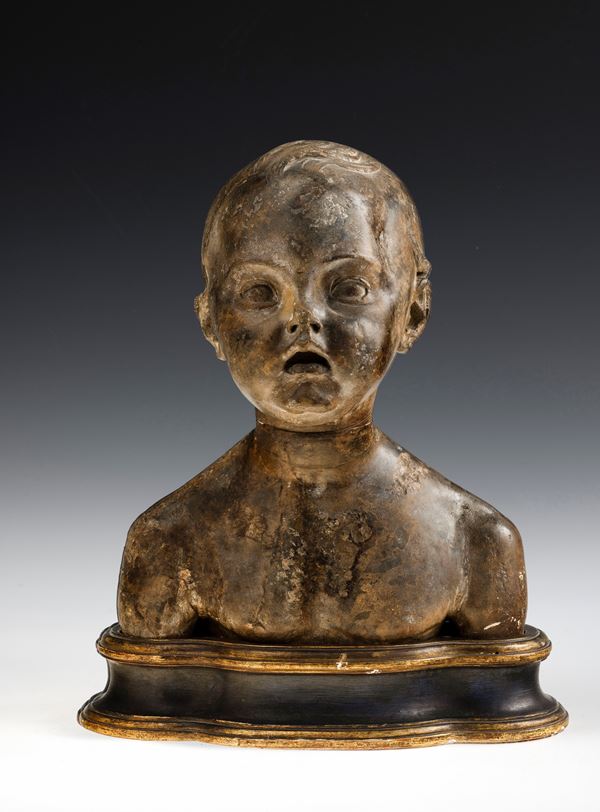 Probabile plasticatore del XX secolo (Ferrante Zambrini 1878 - 1949 ? ). Provenienza Carlo de Carlo, Firenze 1979. Busto di fanciullo
