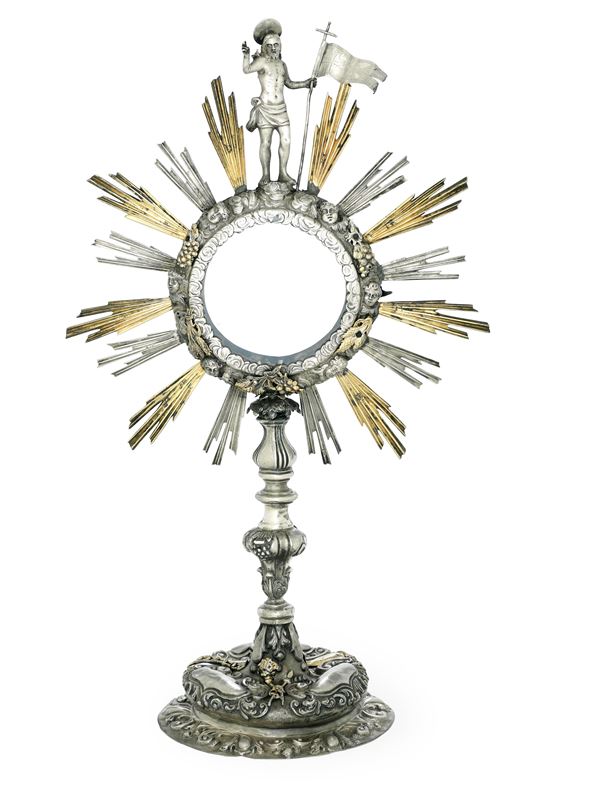 Venezia, XVIII secolo. Marchi del Leone di San Marco per Venezia del saggiatore Zuan Pietro Grappiglia e dell'argentiere C.L. (non identificato) Grande Ostensorio