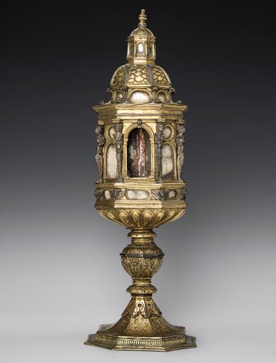 Bottega Orafa Lombarda Rinascimentale, XV - XVI Secolo Reliquiario a Foggia Architettonica