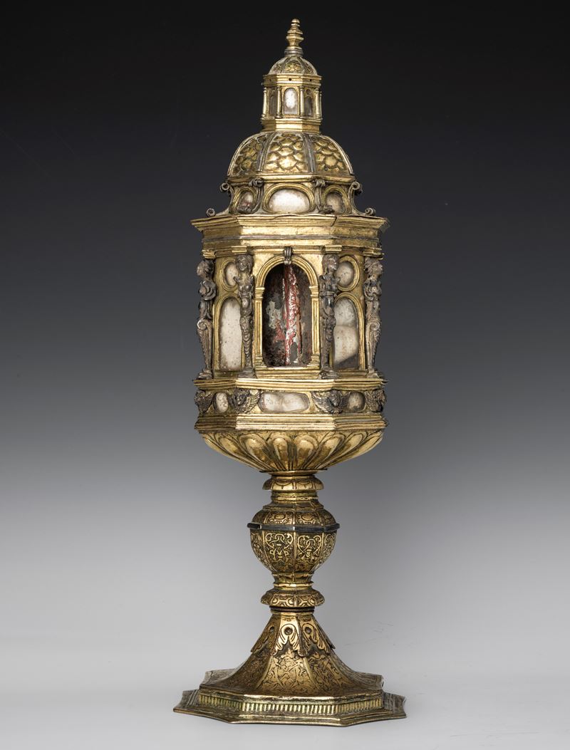 Bottega orafa lombarda rinascimentale, XV - XVI secolo Reliquiario a foggia architettonica  - Asta Fine Art Selection - Cambi Casa d'Aste