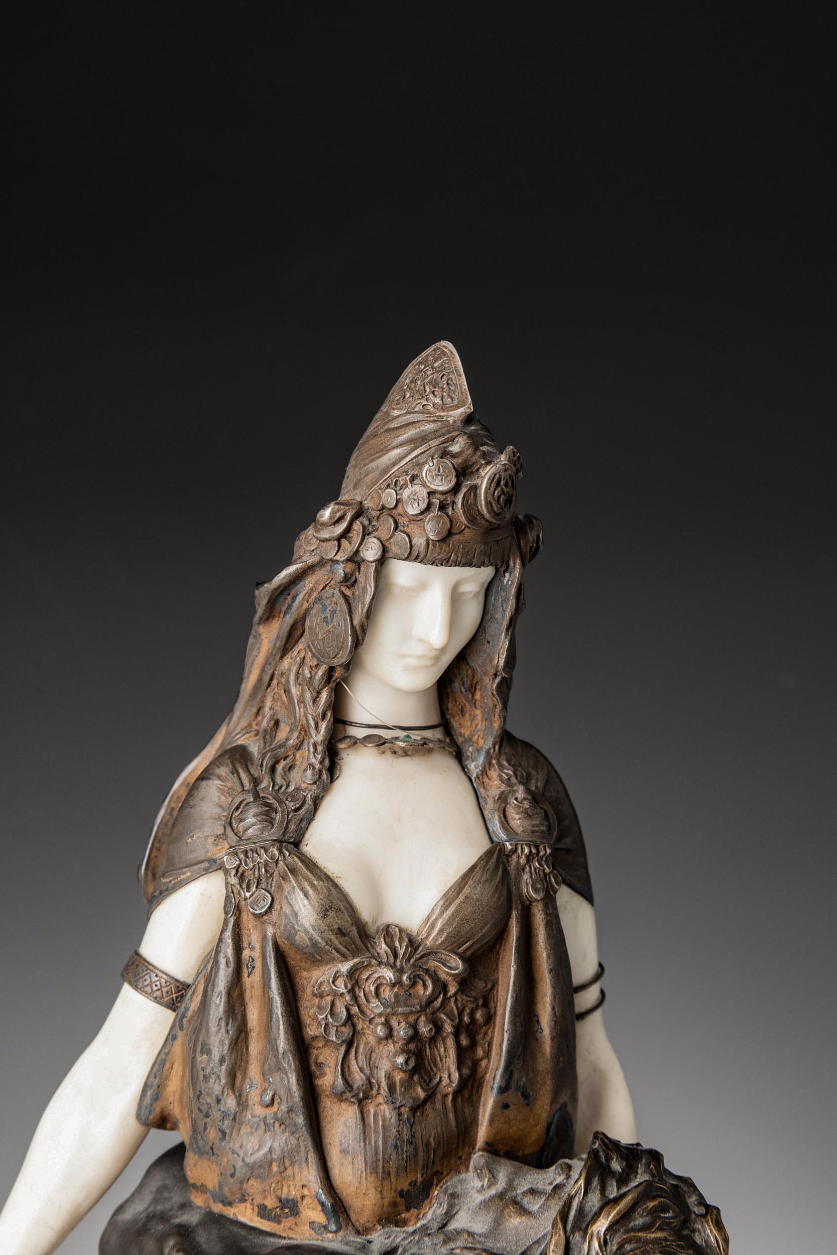 Auguste Louis Théodore Rivière - Carthage, detta anche Salambô chez Mâthô, scultura in bronzo e a...