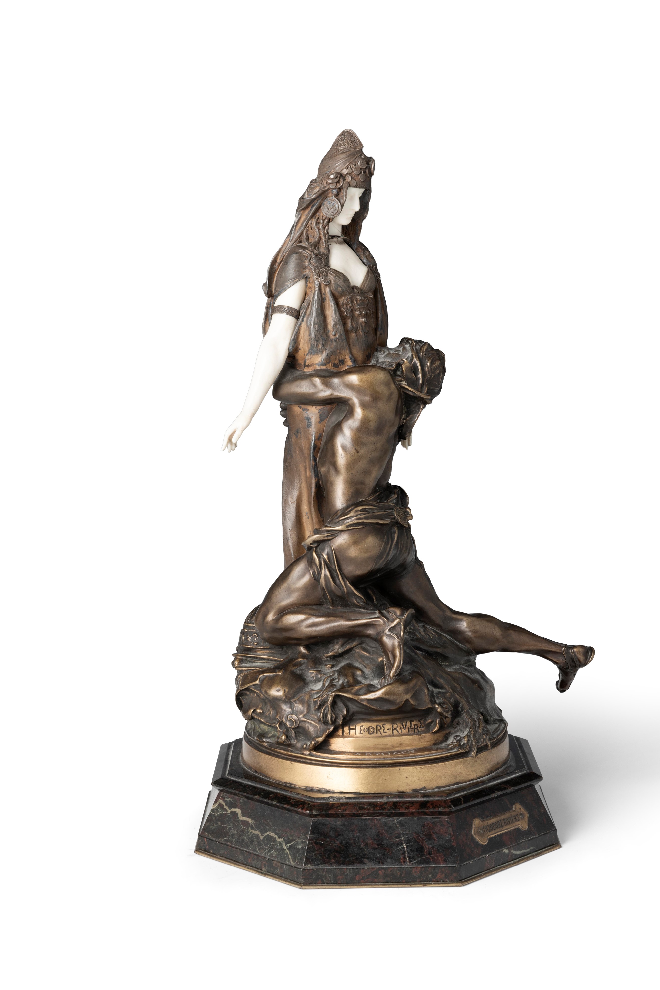 Auguste Louis Théodore Rivière - Carthage, detta anche Salambô chez Mâthô, scultura in bronzo e a...