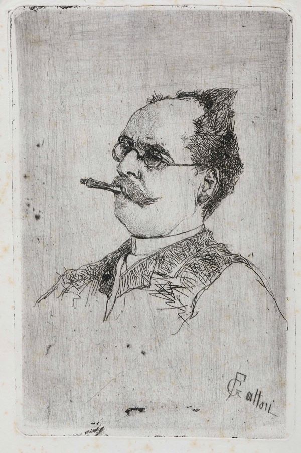 Fattori Giovanni (1825-1908) Ritratto di uomo che fuma con bocchino...