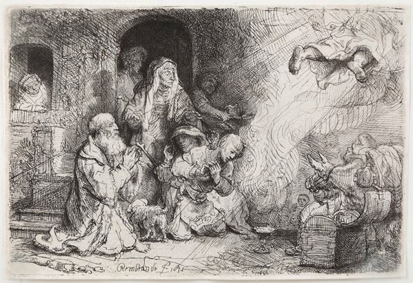 Rembrandt van Rijn (1606-1669) L’angelo lascia la famiglia di Tobia, 1641