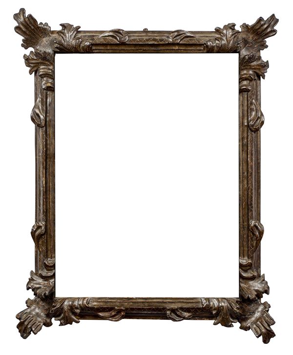 Cornice in legno intagliato e laccato a mecca. Emilia XVII-XVIII secolo