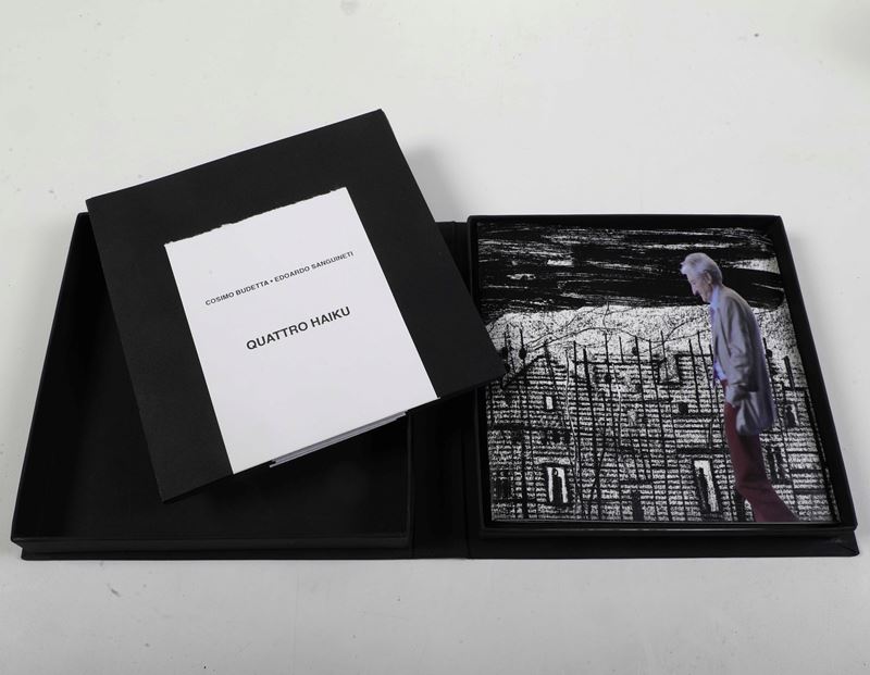 Edoardo Sanguineti (1930-2010) - Cosimo Budetta (1939-2018) Quattro Haiku   - Asta Libri antichi e rari sotto l'ombrellone - Cambi Casa d'Aste