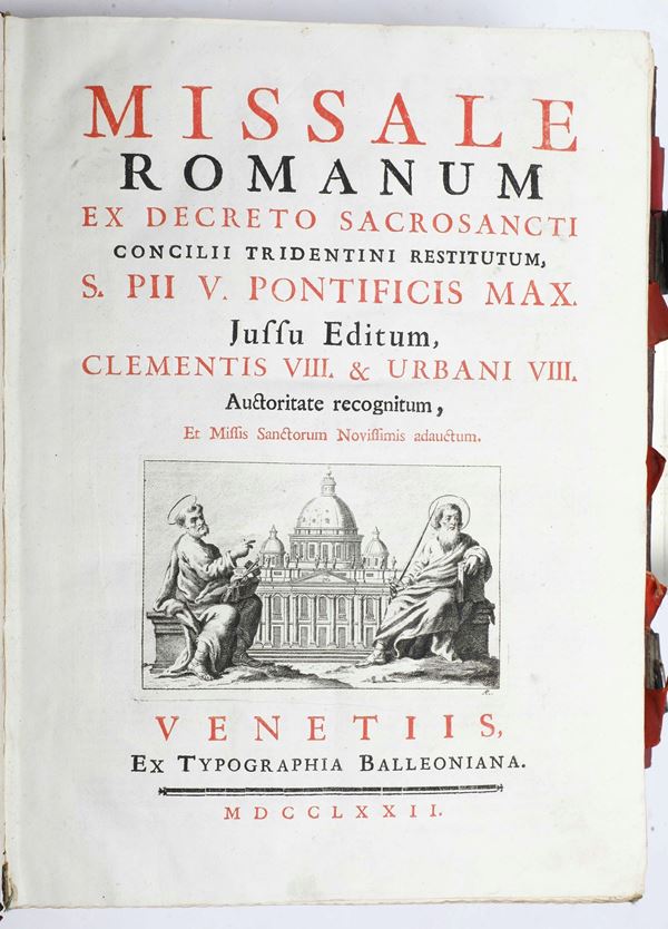 Missale Romanum ex decreto sacrosanti Concilii Tridentini.. Venetiis, Ex Typographia Balleoniana, 1772