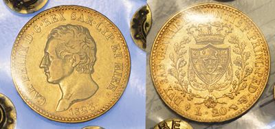 Regno di Sardegna. Carlo Felice di Savoia, 1821-1831. 20 Lire 1823. Torino.