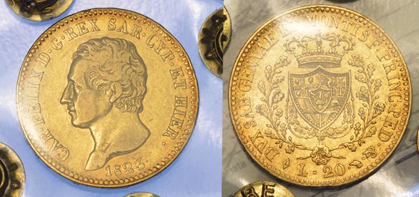 REGNO DI SARDEGNA. CARLO FELICE DI SAVOIA, 1821-1831. 20 Lire 1823. Torino.