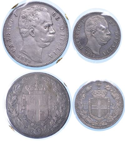 Regno D’italia. Umberto i di Savoia, 1878-1900. Lotto di Due Monete.