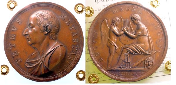 PIETRO METASTASIO, 1698-1782. Medaglia in bronzo 1805.