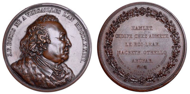 FRANCIA. JEAN FRANCOIS DUCIS, 1733-1816. Medaglia in bronzo 1828.  - Auction Numismatics - Medals and popes - II - Cambi Casa d'Aste
