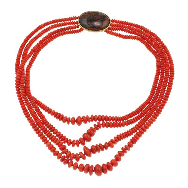 Coral and gold necklace
