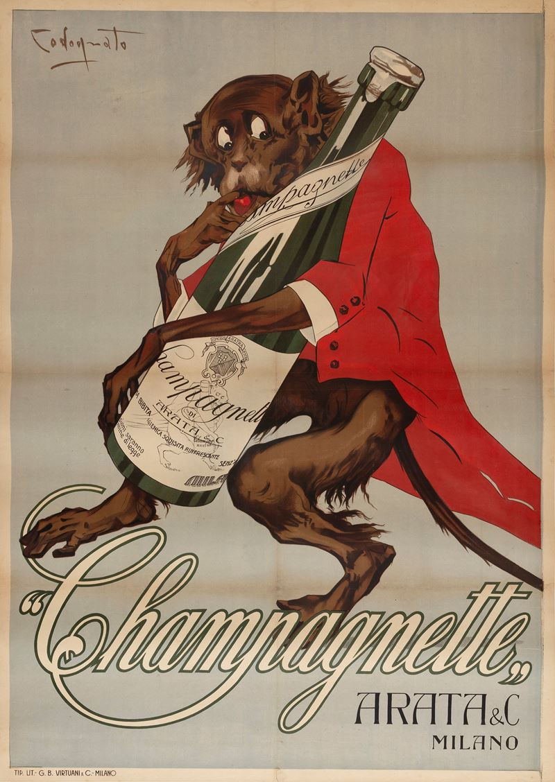 Plinio Codognato : Champagnette  - Asta Manifesti d'Epoca e Collectible - Cambi Casa d'Aste