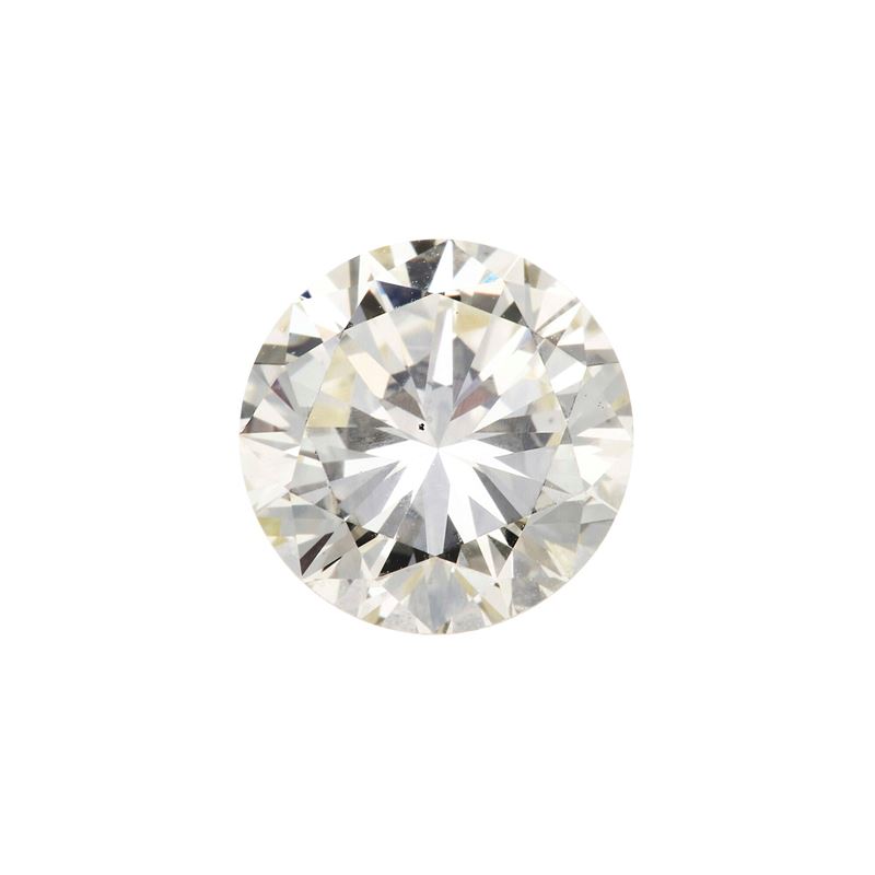 Brilliant-cut diamond weighing 3.50 carats, color N-O, clarity VVS2, fluorescence faint blue. Gemmological Report R.A.G. Torino n. DV25025  - Auction Fine Jewellery - Cambi Casa d'Aste
