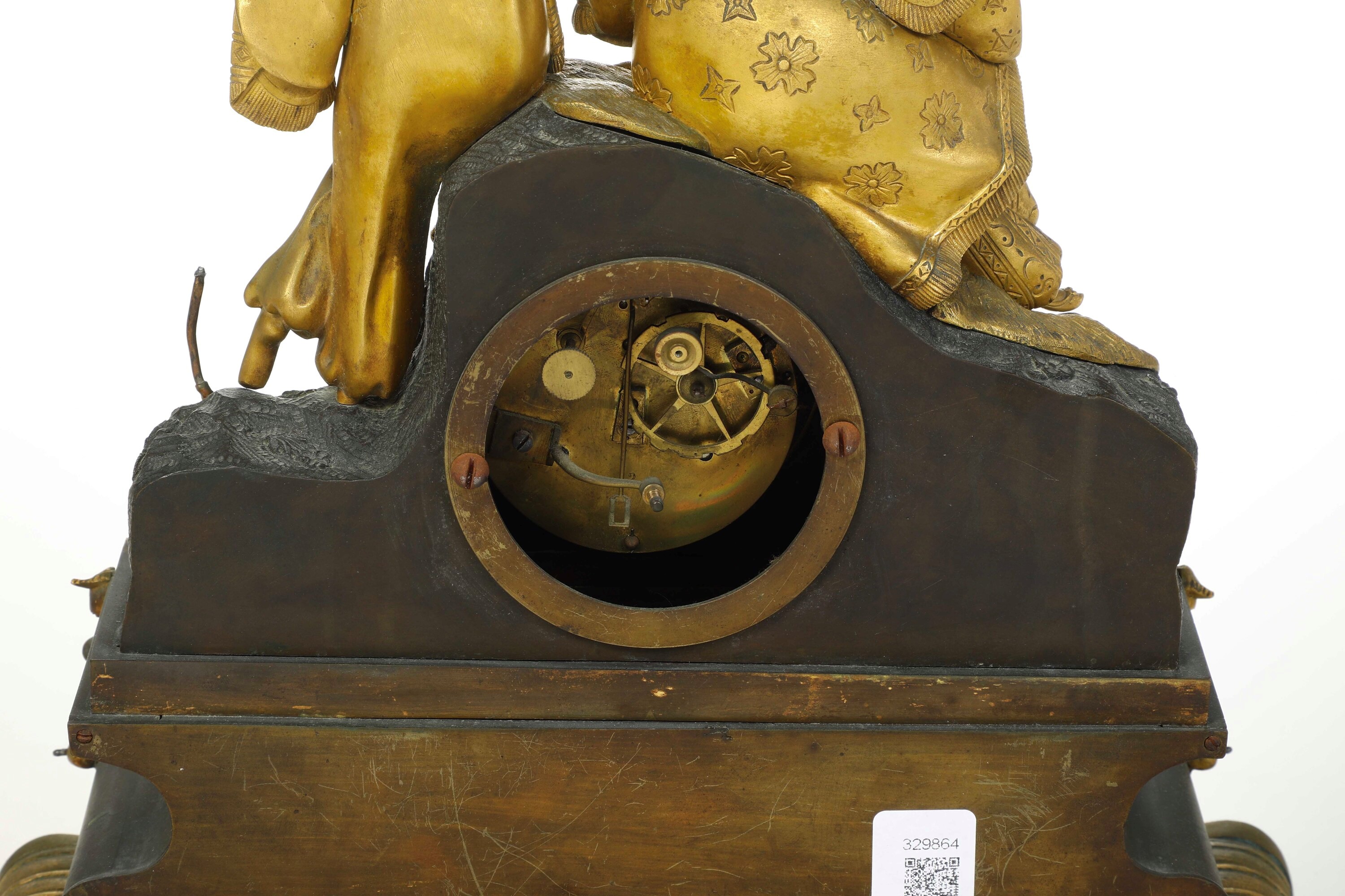 Pendola da Tavolo in Bronzo Brunito e Bronzo Dorato. Fine XIX-inizi XX Secolo
