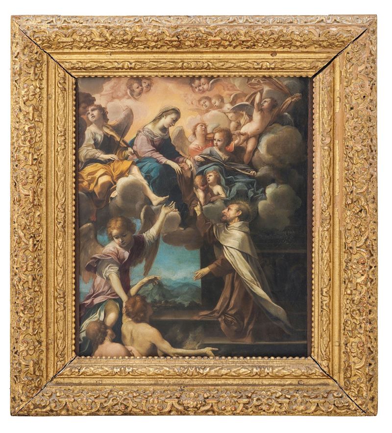 Ludovico Carracci : La Vergine dona la veste a San Domenico  - olio su rame - Asta Fine Art Selection - Cambi Casa d'Aste