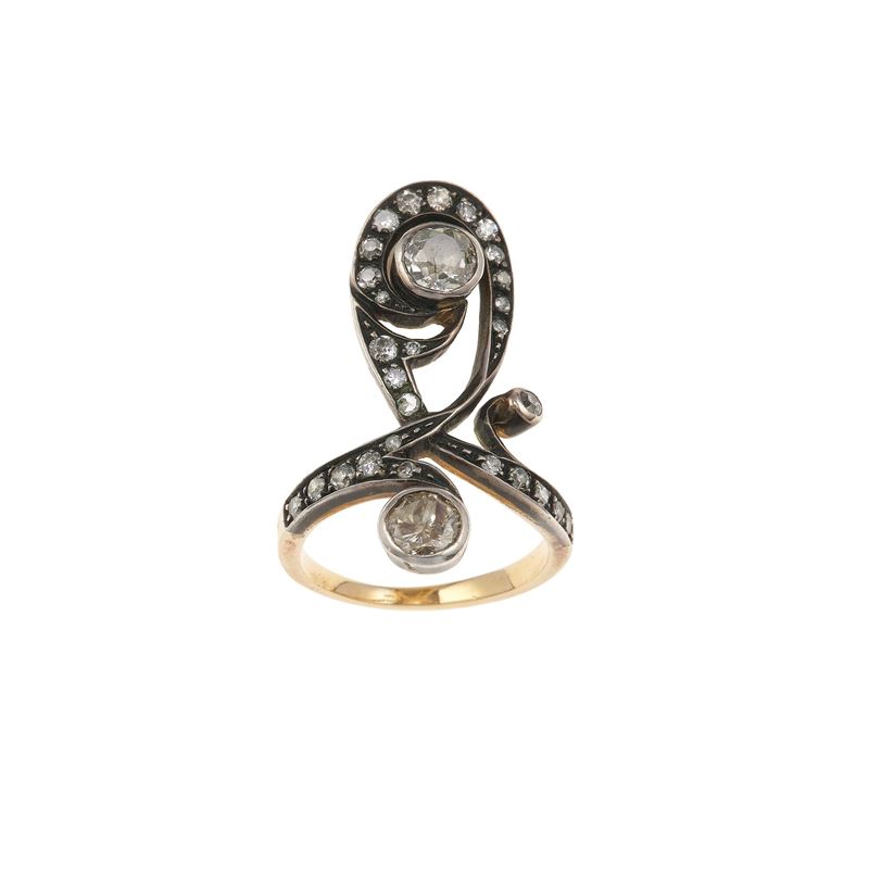 Old-cut diamond, gold and silver ring  - Auction Fine Jewellery - Cambi Casa d'Aste