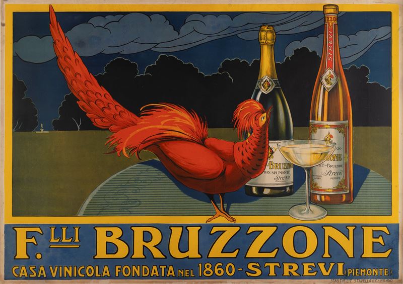 Anonimo : F.lli Bruzzone , Casa Vinicola - Strevi - Piemonte  - Auction Vintage Posters and Collectible - Cambi Casa d'Aste