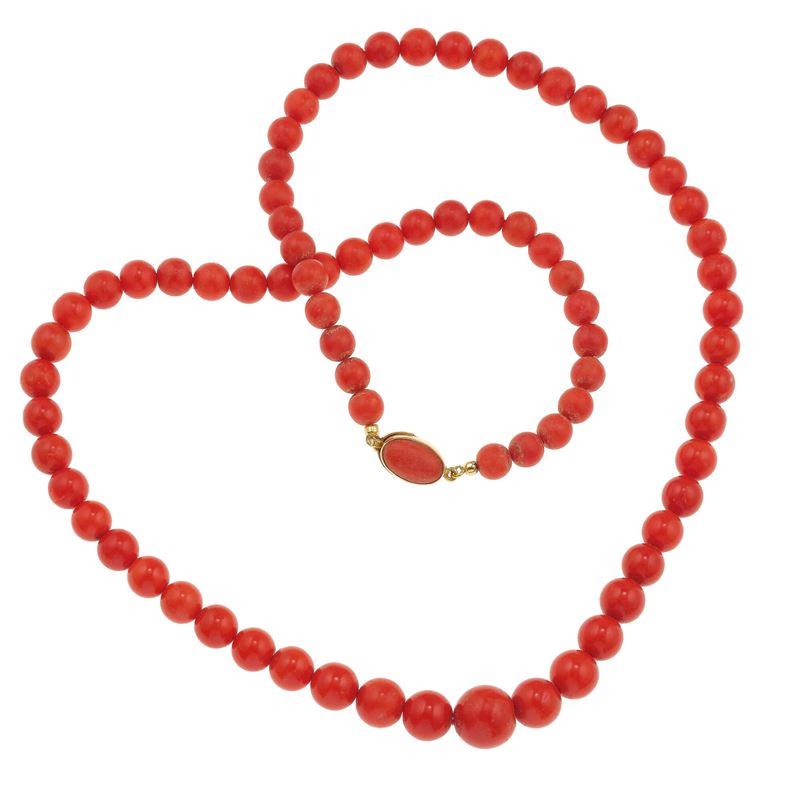 Coral and gold necklace  - Auction Fine Jewellery - Cambi Casa d'Aste
