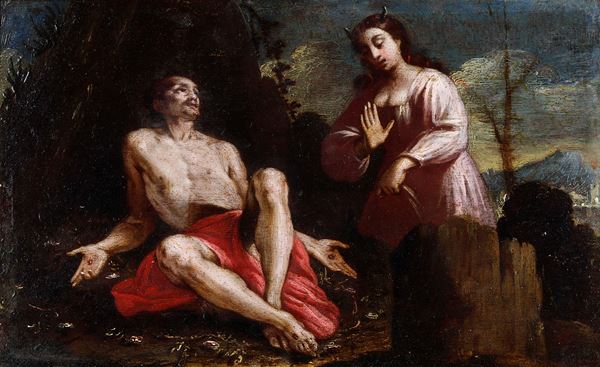 Scuola del XVII secolo Le tentazioni di Sant'Antonio Abate