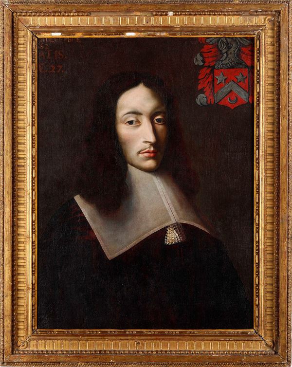 Scuola del XVII secolo Ritratto di gentiluomo con stemma