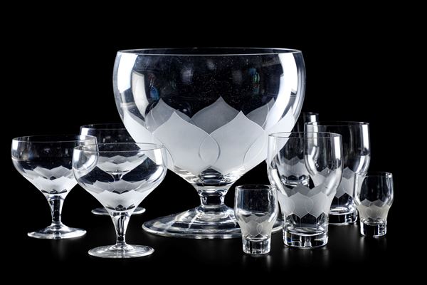 Servizio di bicchieri e da macedonia “Lotus”  Germania, Manifattura Rosenthal, 1970-1980  Design di Bjørn Wiinblad, 1964 