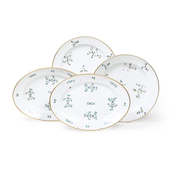 Quattro piatti. Parigi, Manifattura Nast, XVIII secolo.