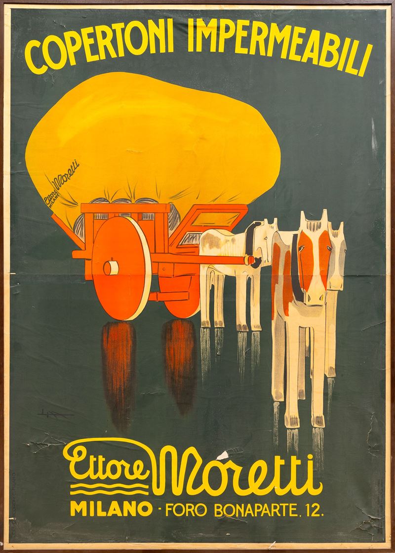 Ettore Moretti : Copertoni impermeabili Moretti  - Asta Manifesti e Collectible - Cambi Casa d'Aste