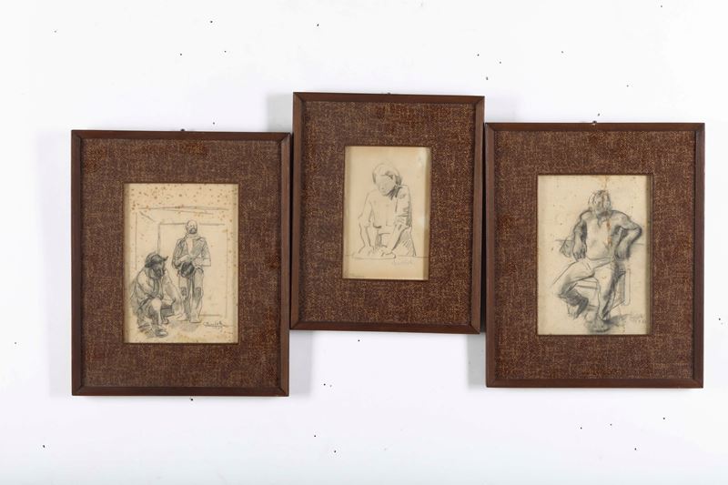 Luciano Ricchietti : Tre disegni su carta  - Asta Dipinti del XIX-XX Secolo - Cambi Casa d'Aste