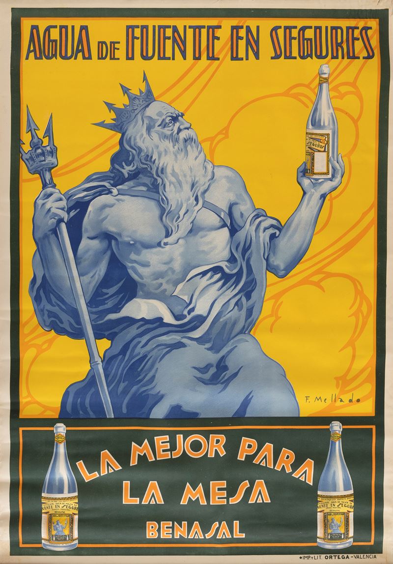 F.Mellado : Agua de Fuente Segures  - Auction Vintage Posters and Collectible - Cambi Casa d'Aste