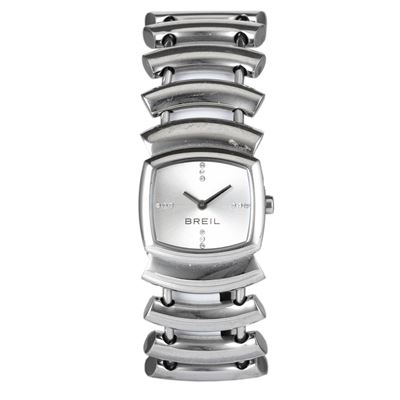 Orologio da polso Solo Tempo in acciaio con quadrante argentè soleil e brillanti, movimento al qu...