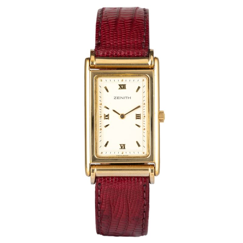 Zenith : Orologio di forma ref. 27-2830.305 in acciaio placcato, quadrante argentè con numeri Romani applicati, carica manuale, 31x25 mm   - Auction Orologi da polso - Cambi Casa d'Aste