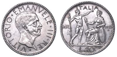 Regno D’italia. Vittorio Emanuele III di Savoia, 1900-1946. 20 Lire 1928/vi. Littore.