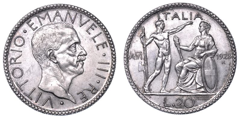 REGNO D’ITALIA. VITTORIO EMANUELE III DI SAVOIA, 1900-1946. 20 Lire 1928/VI. Littore.  - Asta Numismatica - I - Cambi Casa d'Aste