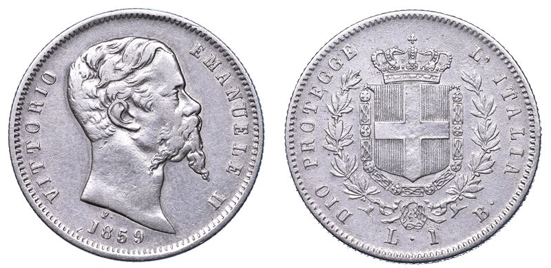 RE ELETTO. VITTORIO EMANUELE II DI SAVOIA, 1859-1861. Lira 1859. Bologna.  - Asta Numismatica - I - Cambi Casa d'Aste