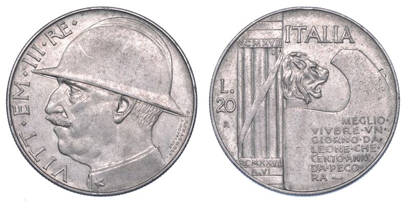 REGNO D’ITALIA. VITTORIO EMANUELE III DI SAVOIA, 1900-1946. 20 Lire 1928/A. VI. Elmetto.  - Asta Numismatica - I - Cambi Casa d'Aste