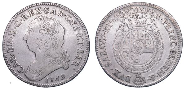 REGNO DI SARDEGNA. CARLO EMANUELE III DI SAVOIA, 1755-1773 (II periodo). Mezzo scudo nuovo 1759.