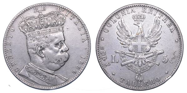 REGNO D'ITALIA. COLONIA ERITREA. UMBERTO I DI SAVOIA, 1890-1896. Tallero 1896.