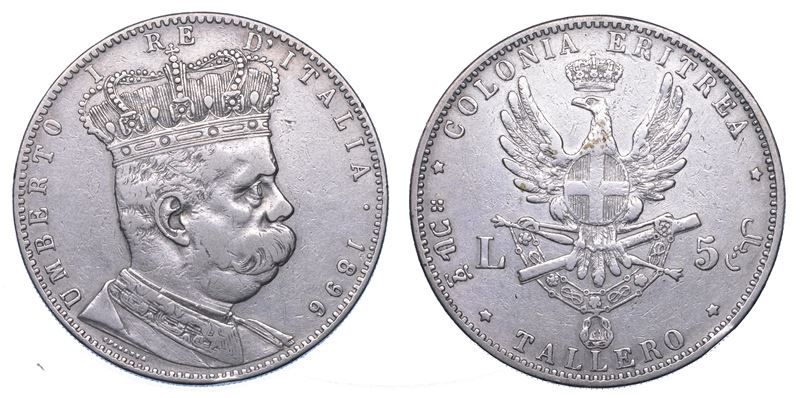 REGNO D'ITALIA. COLONIA ERITREA. UMBERTO I DI SAVOIA, 1890-1896. Tallero 1896.  - Auction Numismatics - I - Cambi Casa d'Aste