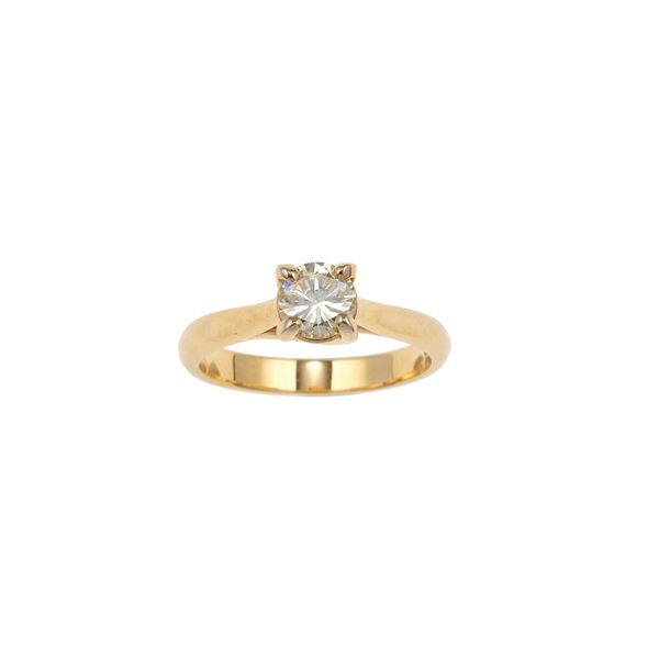 Brilliant-cut diamond weighing approximately 0.65 carats and gold ring
