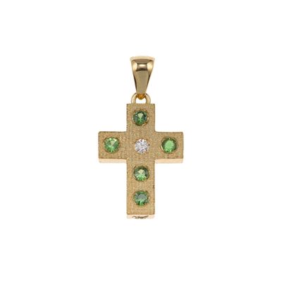 Pendente "croce" con Tsavoriti e Diamante