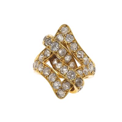 Anello con diamanti di vecchio taglio, oro giallo 750/1000